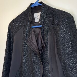 Rachel Zoe Sparkling Black Zip Blazer